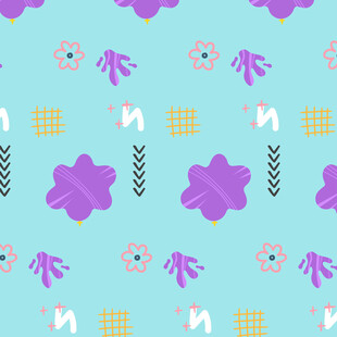 清新紫色花朵几何图案