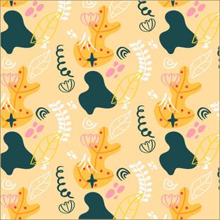 可爱动物花卉无缝图案