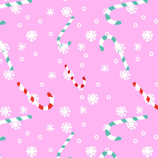 粉色圣诞糖果雪花背景图