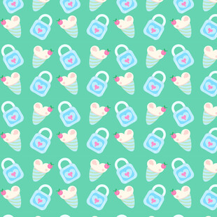 可爱锁与心图案背景