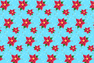 蓝色背景的红色花卉图案