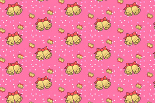 粉色背景卡通草莓图案