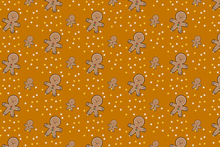 橙色底姜饼人波点图案