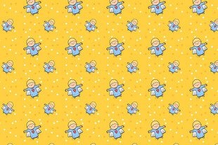 黄色底蓝色小花图案背景