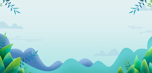 春季清新自然山水风景插画