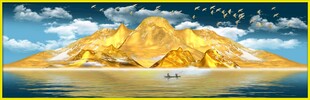 梦幻金色岛屿画