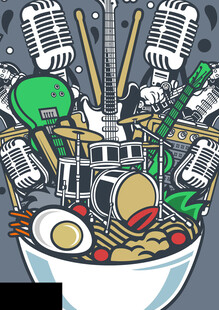 创意麦克风与美食融合画面