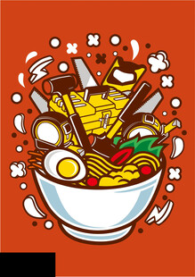 美味拉面插画图