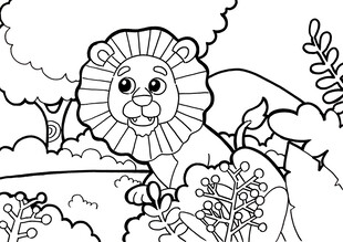 森林中的可爱狮子简笔画