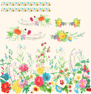 多彩花卉图案设计素材