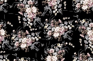 黑色底花卉图案印花设计