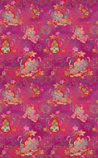 复古粉色花卉几何图案