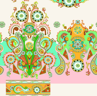 多彩佩斯利花纹装饰图案