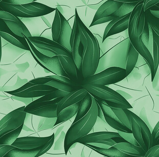 清新绿植花卉无缝背景图