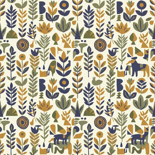 几何风格动植物图案纹理