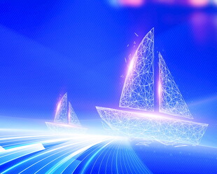 梦幻光影帆船航行图景