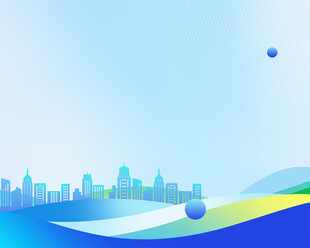 城市天际线与动感波浪背景