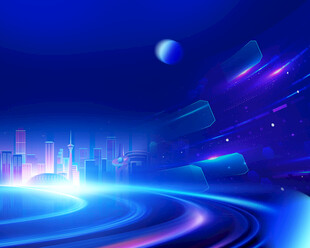 梦幻科技风城市夜景背景