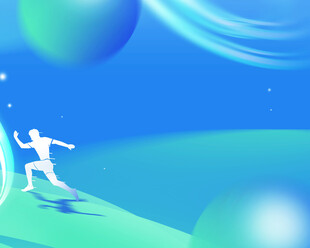 梦幻场景中人物活力舞动