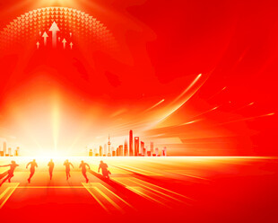 红色动感舞台表演场景