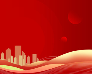 红色城市天际线背景图
