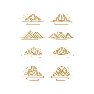 中式山水祥云花纹