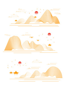 中式山水祥云花纹