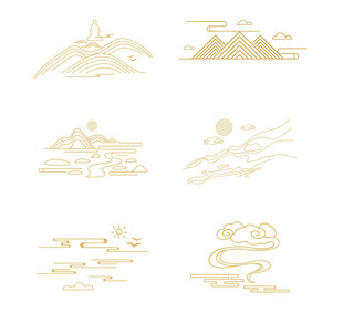 中式山水祥云花纹