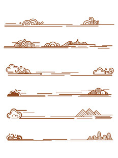 中式山水祥云花纹 