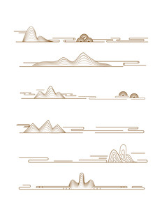 中式山水祥云花纹