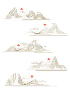 中式山水祥云花纹