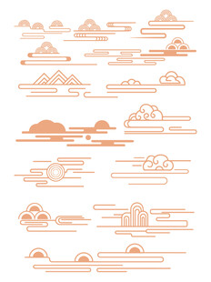 中式山水祥云花纹