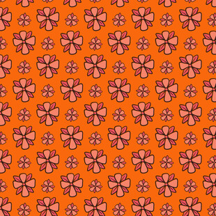 橙色花卉图案背景纹理