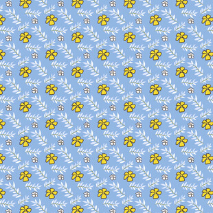 蓝色底小黄花碎花图案