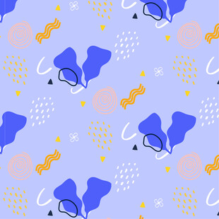 蓝紫色调银杏叶蝴蝶图案