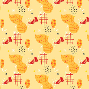 黄色猫咪图案无缝背景
