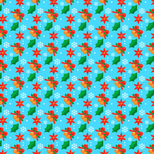 蓝色底花卉昆虫图案背景