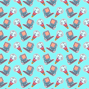 电脑与爆米花图案背景