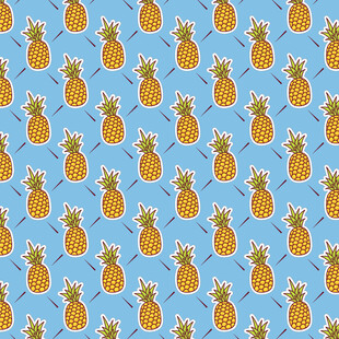 蓝色背景上的菠萝图案