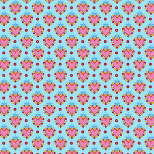 蓝色底粉色花朵图案背景