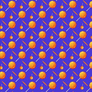 紫色背景橙色棒棒糖图案