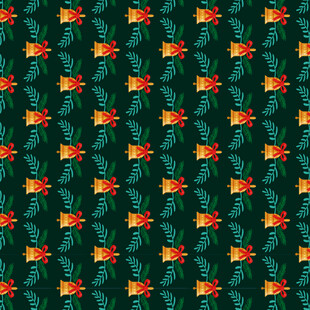 深绿底多彩花卉图案