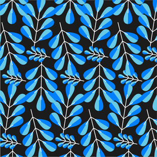 蓝色树叶花纹图案设计