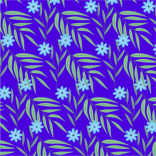蓝底花卉叶图案纹理