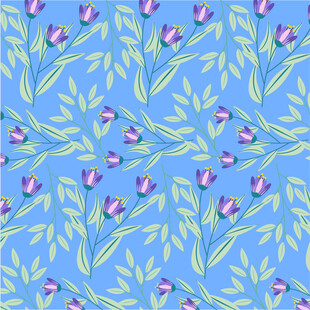 蓝色花卉植物图案背景