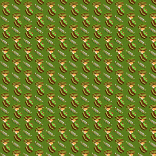 绿色背景上的多彩图案