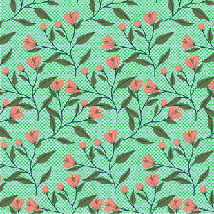 清新花卉绿植无缝图案