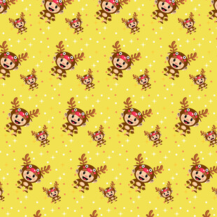 黄色背景卡通图案布料