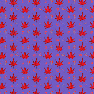 紫色背景红色枫叶图案
