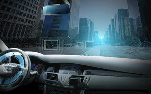 车内视角看都市繁华夜景